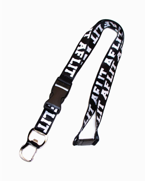 "LIT AF" Black Bottle Opener Lanyard