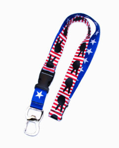Peace Hand Symbol and Stars Red White and Blue Lanyard