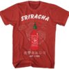SRIRACHA / SOFT HAND SCREEN PRINT OVER RED / SHORT SLEEVE TEE