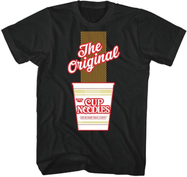 CUP OF NOODLES / SOFT HAND SCREEN PRINT OVER BLACK / SHORT SLEEVE TEE