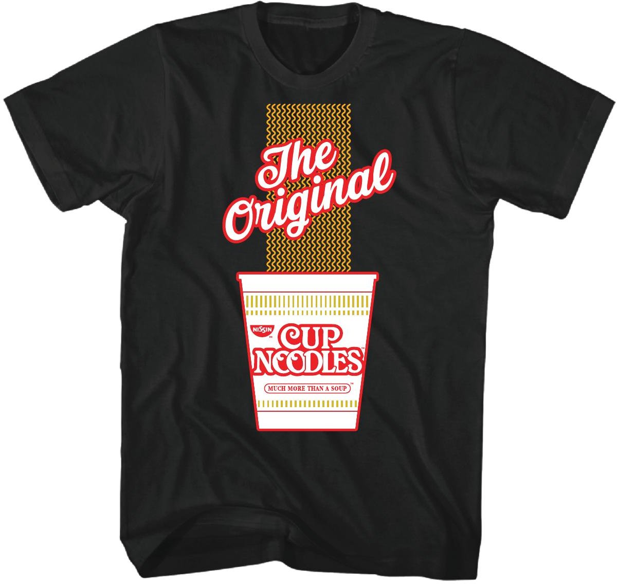 CUP OF NOODLES / SOFT HAND SCREEN PRINT OVER BLACK / SHORT SLEEVE TEE