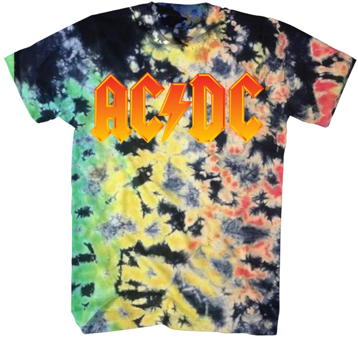 ACDC / SOFT HAND SCREEN PRINT OVER MULTICOLOR WASH / SHORT SLEEVE TEE