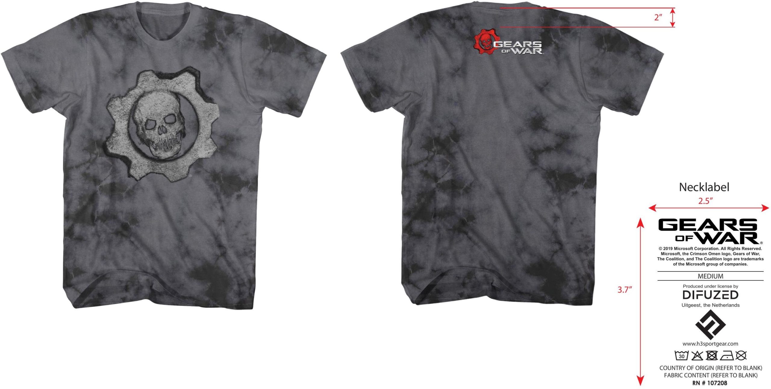 GEARS OF WAR / SOFTHAND SCREEN PRINT ON WASHED / SHORT SLEEVE T SHIRTS