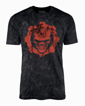 TS780447GOW-Gears Distressed Black Mineral Wash Graphic Tee