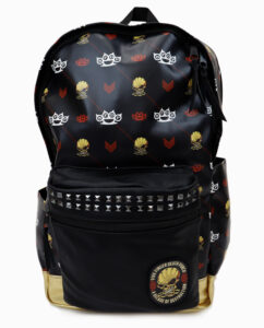 Five Finger Death Punch 5FDP Black and Gold Studded Backpack