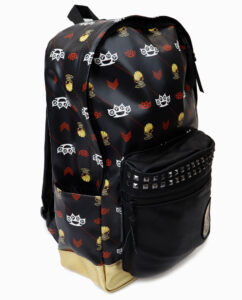 Five Finger Death Punch 5FDP Black and Gold Studded Backpack
