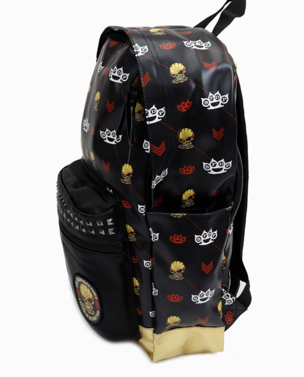 Five Finger Death Punch 5FDP Black and Gold Studded Backpack