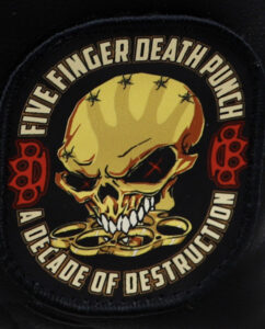 Five Finger Death Punch 5FDP Black and Gold Studded Backpack