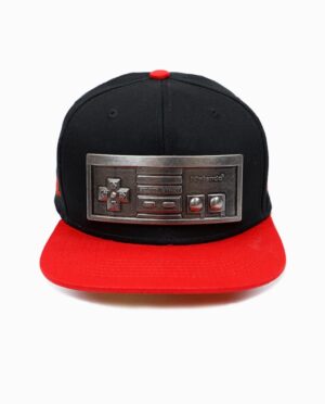 Nintendo NES Controller Metal Plate Black and Red Snapback