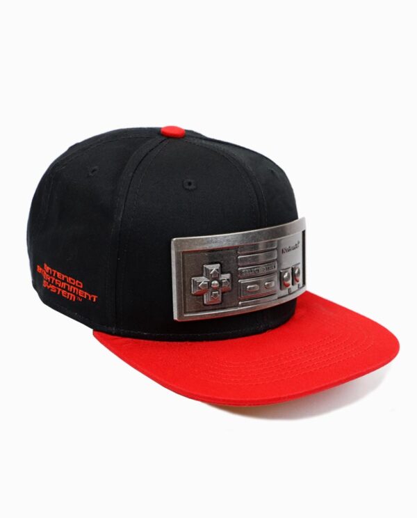 Nintendo NES Controller Metal Plate Black and Red Snapback