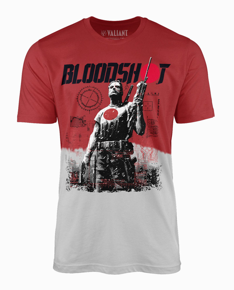 Authentic Valiant Comics Bloodshot World on Fire Sublimation Front Back T-shirt 