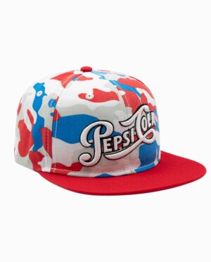 Pepsi Red, Blue, and White Camo 6 Panel Snapback Hat