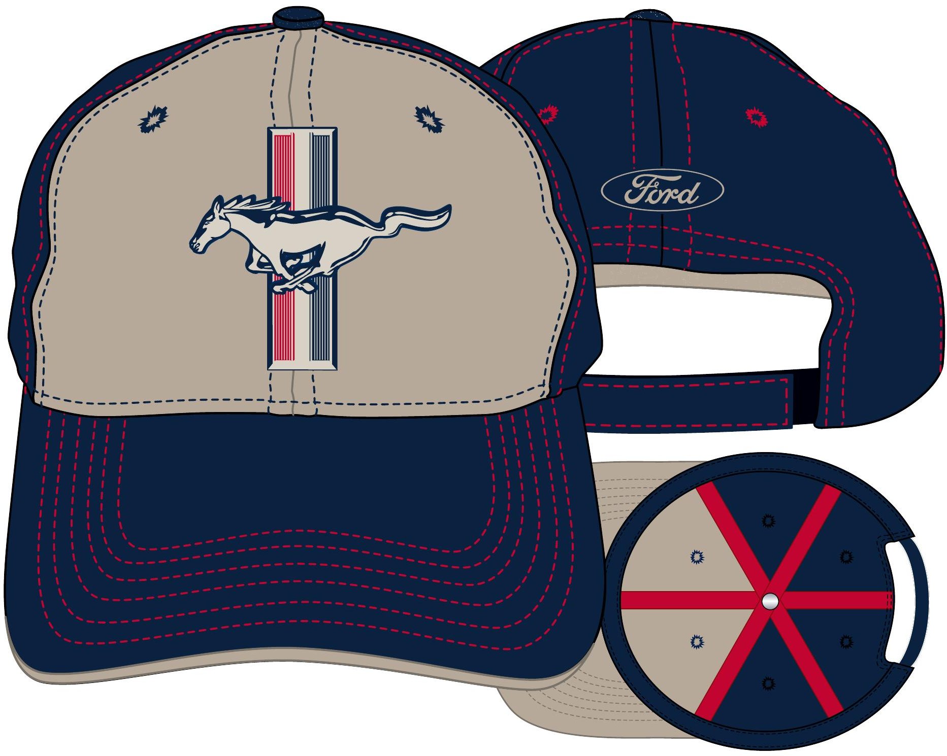 FORD MUSTANG NAVY AND TAN LEISURE HAT