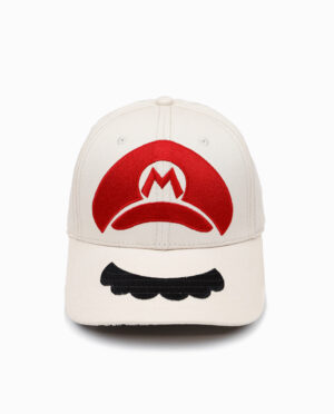 Nintendo Super Mario Mustache and Hat Off-White Adjustable Snapback Cap
