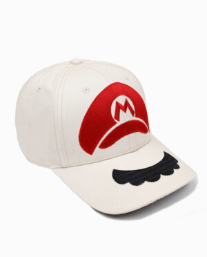 Nintendo Super Mario Mustache and Hat Off-White Adjustable Snapback Cap