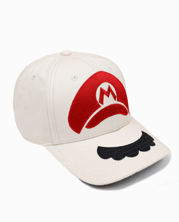 Nintendo Super Mario Mustache and Hat Off-White Adjustable Snapback Cap