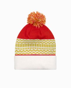 Cup Noodles Embroidered Red Pom Knit Beanie
