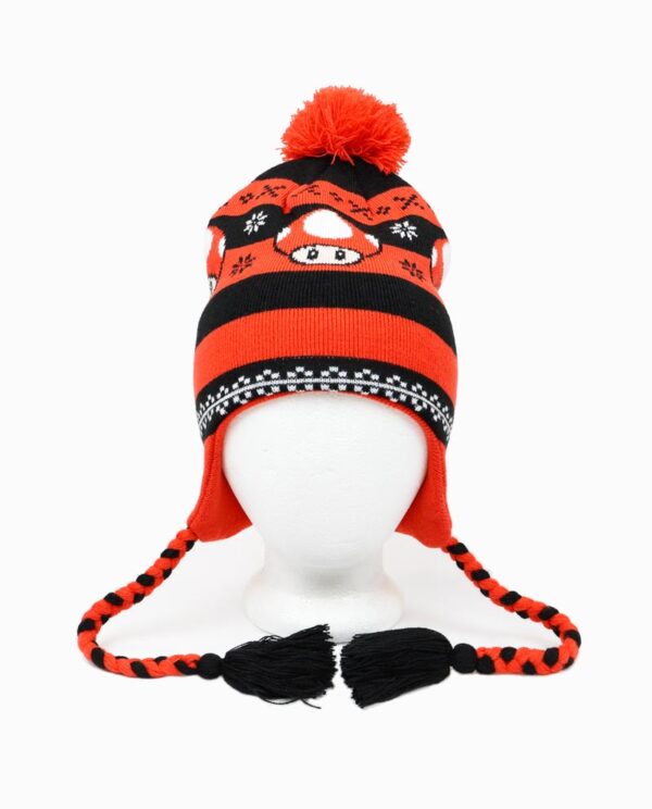 Nintendo Orange and Black Super Mario Mushroom Laplander Beanie