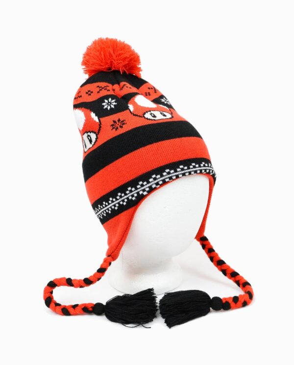 Nintendo Orange and Black Super Mario Mushroom Laplander Beanie