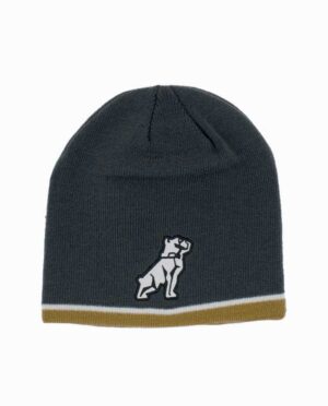 Mack Truck Bulldog Charcoal White and Gold Knit Beanie