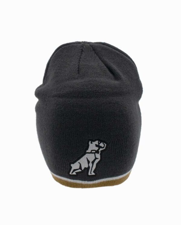Mack Truck Bulldog Charcoal White and Gold Knit Beanie