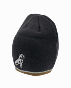 Mack Truck Bulldog Charcoal White and Gold Knit Beanie