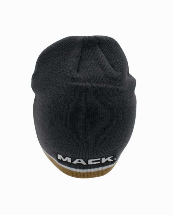 Mack Truck Bulldog Charcoal White and Gold Knit Beanie