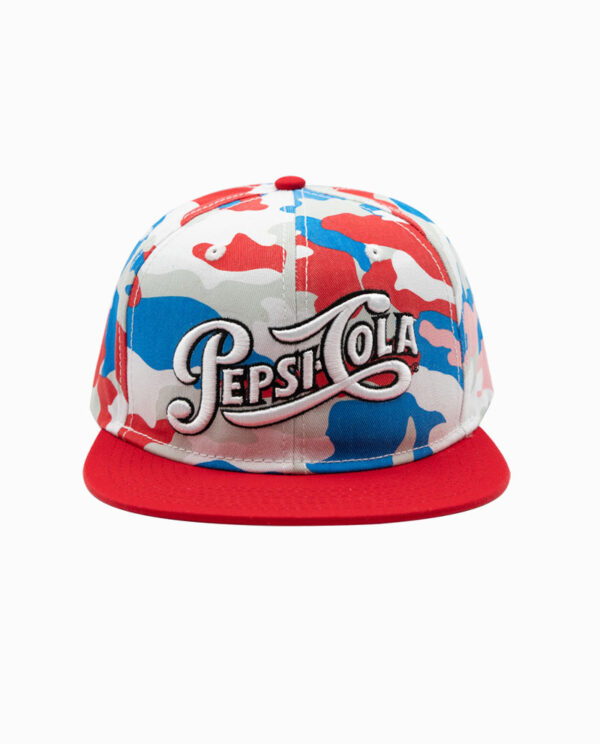 Pepsi Red, Blue, and White Camo 6 Panel Snapback Hat