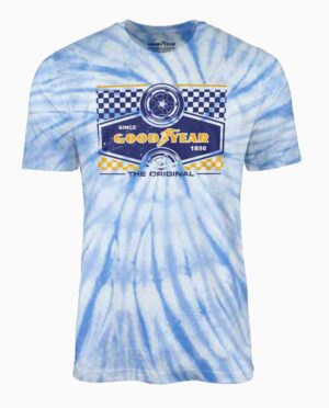 Goodyear Blue and White Spiral Tie-Dye T-Shirt