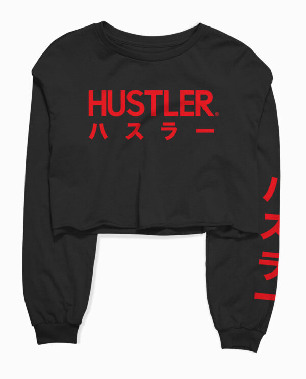 Hustler Kanji Logo Black Crop Top Main Image