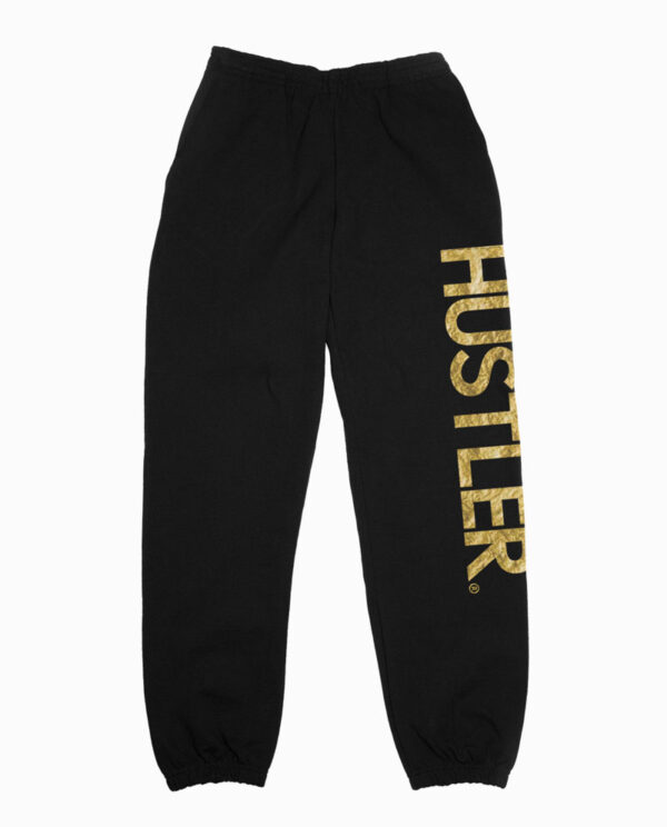 Hustler Gold Foil Logo Black Joggers Main Image