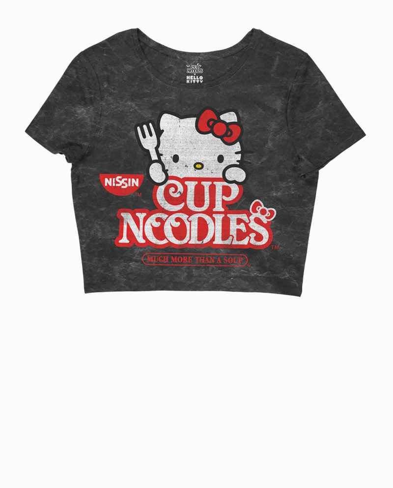 Hello Kitty x Cup Noodles Black Mineral Wash Crop Top | Pop Cult