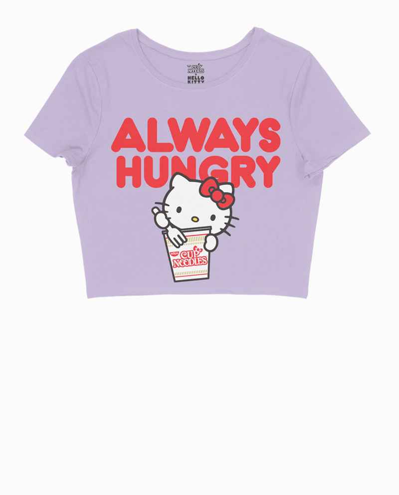 analogie vervolging Structureel Hello Kitty x Cup Noodles Always Hungry Lavender Crop Top | Pop Cult -  Officially Licensed Apparel and Accessories