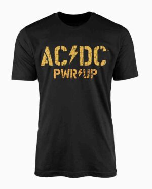 AC/DC Black and Yellow Distressed Print T-Shirt