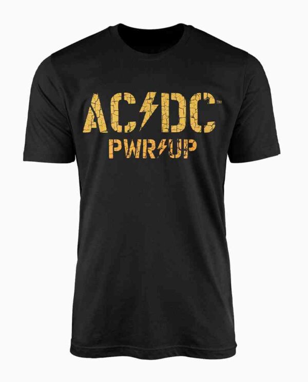 AC/DC Black and Yellow Distressed Print T-Shirt