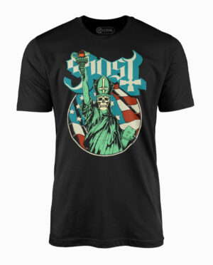 Ghost Blue Statue Black T-Shirt