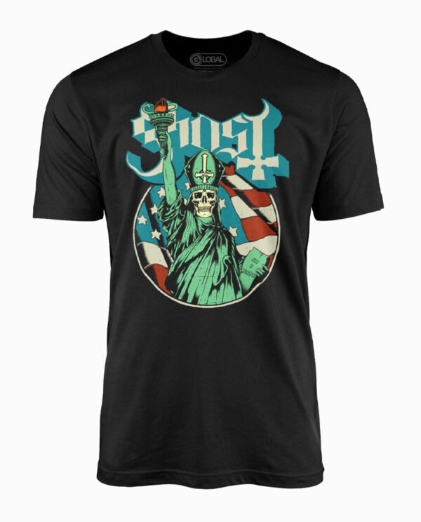 Ghost Blue Statue Black T-Shirt