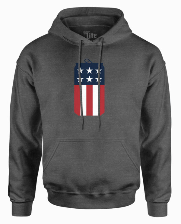 Miller Lite American Flag Can Charcoal Heather Hoodie
