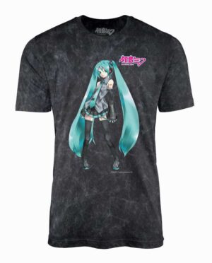 Hatsune Miku Black Mineral Wash T-Shirt Main Image