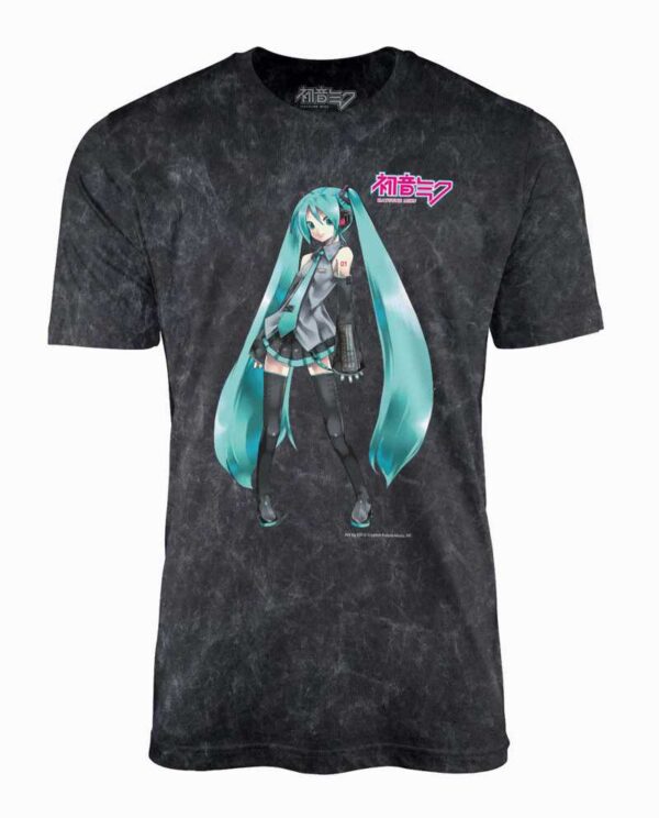 Hatsune Miku Black Mineral Wash T-Shirt Main Image