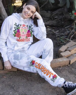 Jarritos Dia de la Muertos Gray Wash Hoodie Lifestyle Image