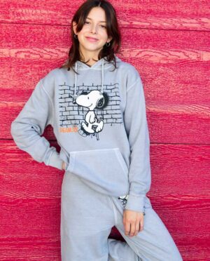 Peanuts Snoopy Graffiti Grey Hooded Sweatshirt