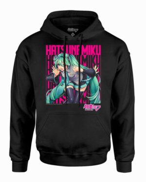 Hatsune Miku Repeat Logo Black Hoodie Main Image