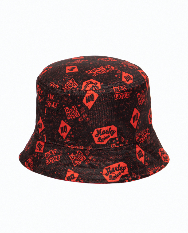 Harley Quinn Red Terry Cloth Reversible Bucket Hat