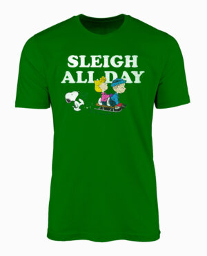 Peanuts Sleigh All Day Green T-Shirt