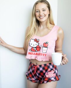 Hello Kitty Pink-Plaid Pajamas